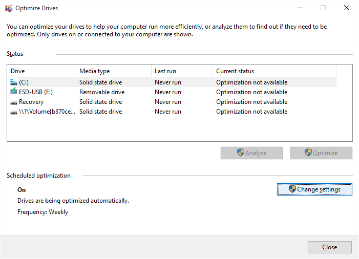 Change disk settings