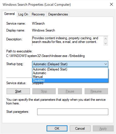 Disable Windows indexing 3of3